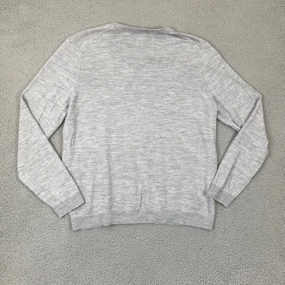 Apt 9 Seriously Soft Sweater Men XL Gray Merino Wool Blend Preppy V-Neck